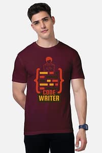 LOOGA Online Shop | Buy Trendy T Shirts For Men & Women 33 Maroon Programmer T-shirt showcasing a unique coding-inspired graphic design,