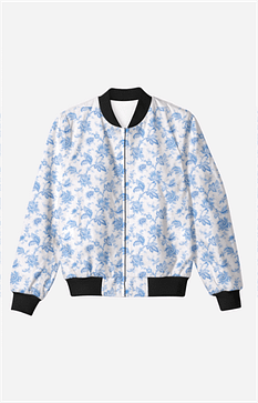 all over printed in blue bomber jacket for men