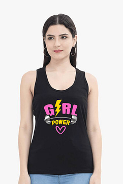 Black gym tank top with pixelated heart emblem and stylized text design