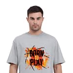 A person modeling a unisex oversized T-shirt